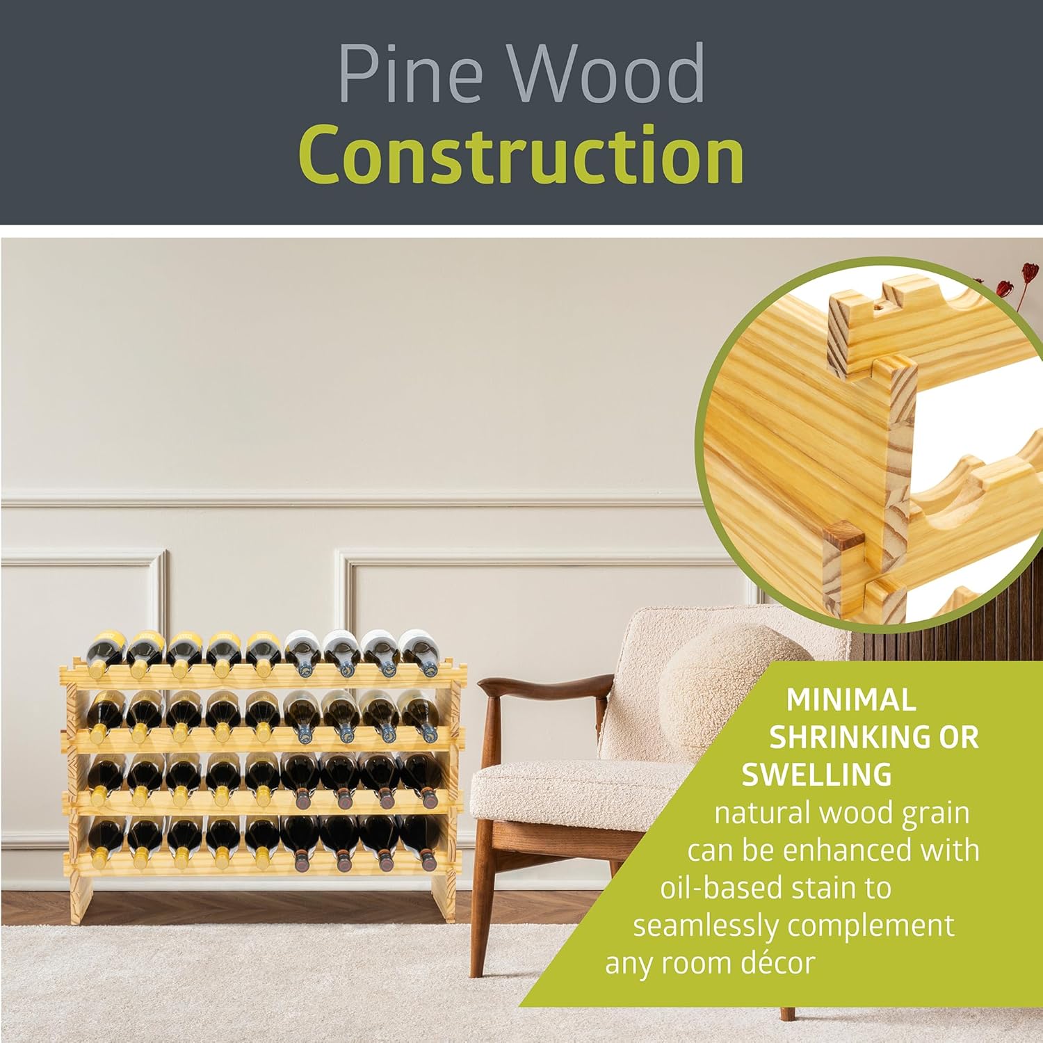 Pearington 36 Bottle Stackable Wine Rack with 4 Tiers