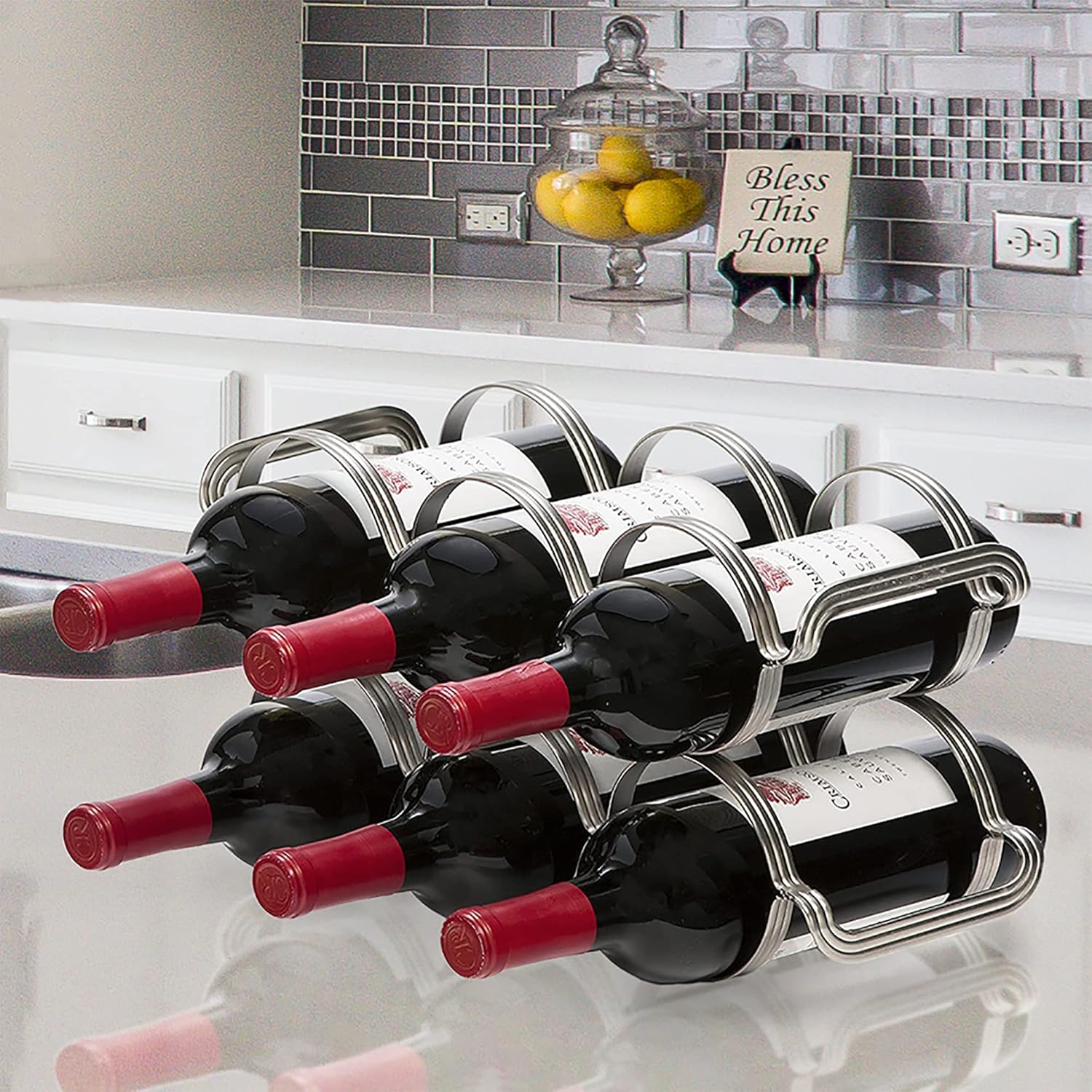 Mango Steam 6 Bottle Wine Rack - Silver 1