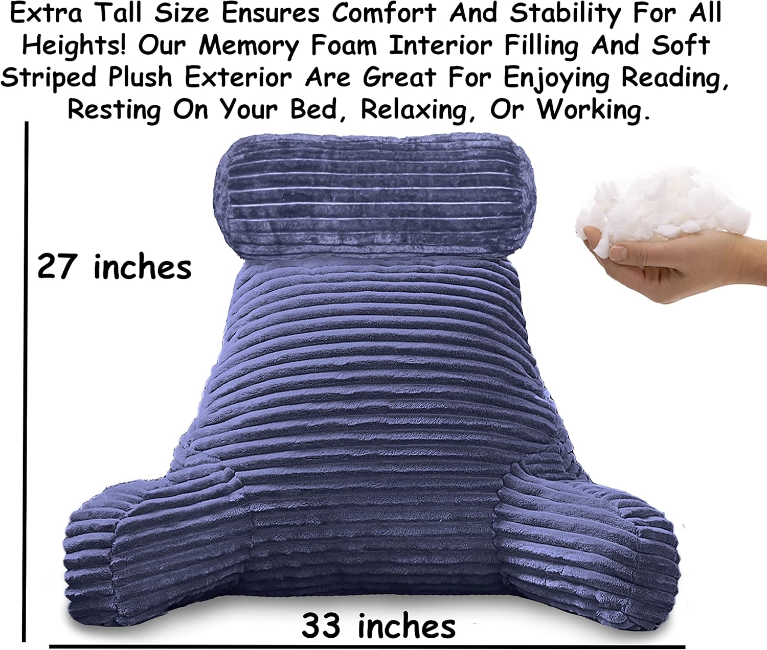 Homie Reading Pillow with Light Wrist Back Support - Large Blue