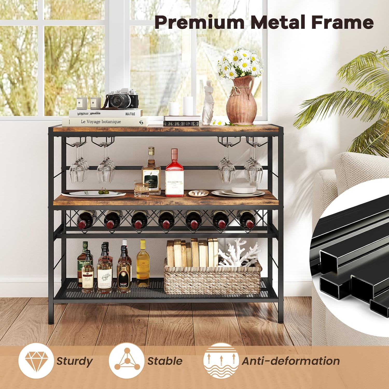 COSTWAY 41 Inch Freestanding Wine Rack Table