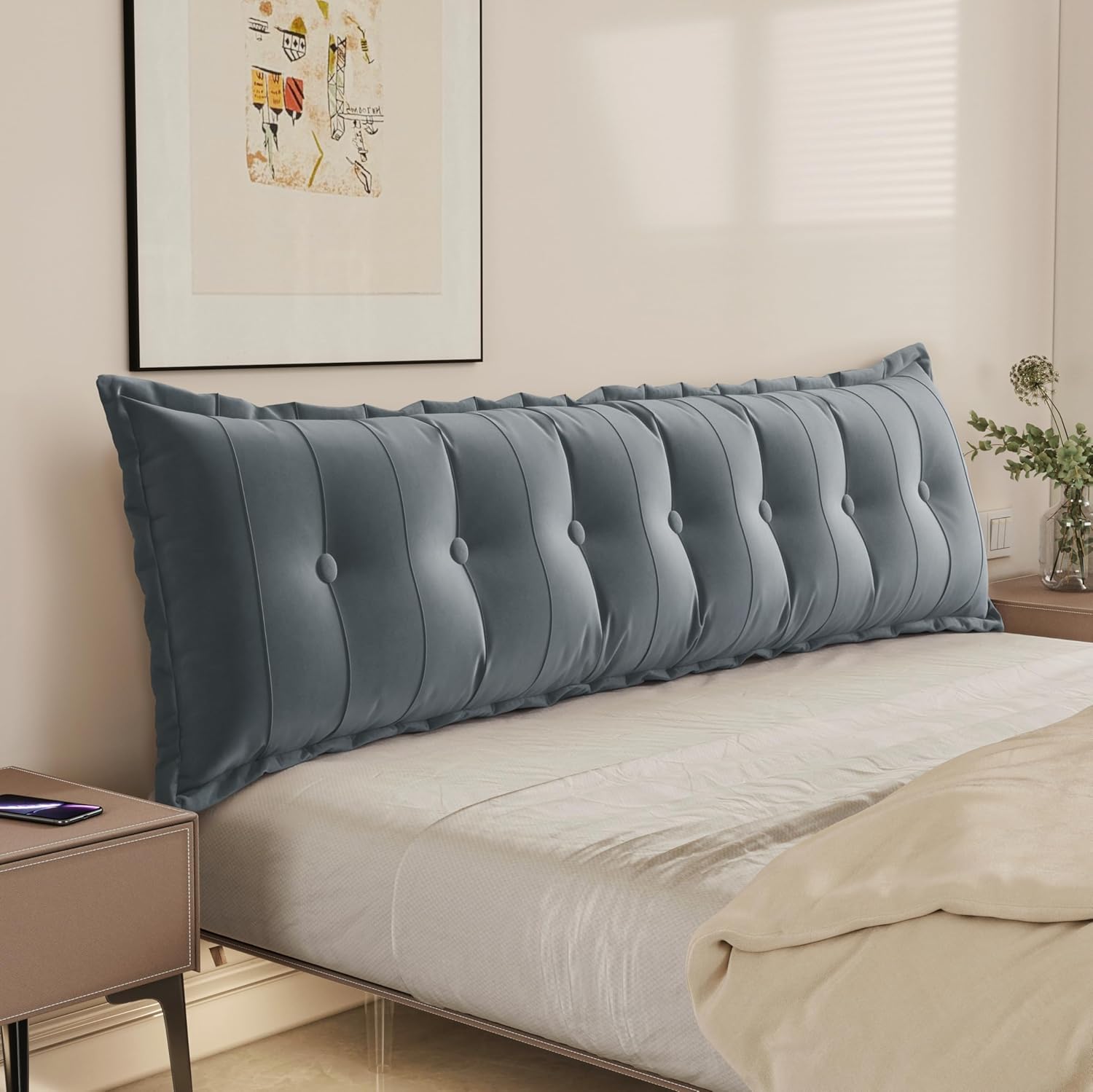 WOWMAX Velvet Back Support Pillow for Bed and Daybed
