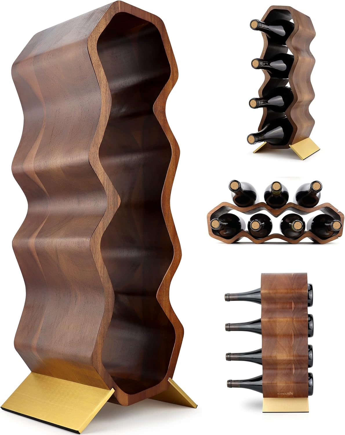 Gusto Nostro Acacia Wood Wine Rack 7 Bottle 2 Tier