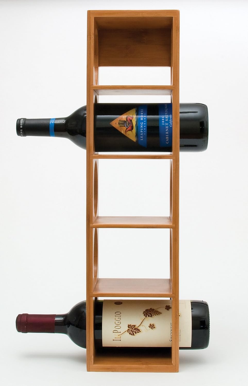 Bamboo Wood 5-Bottle Wine Rack Stackable Durable