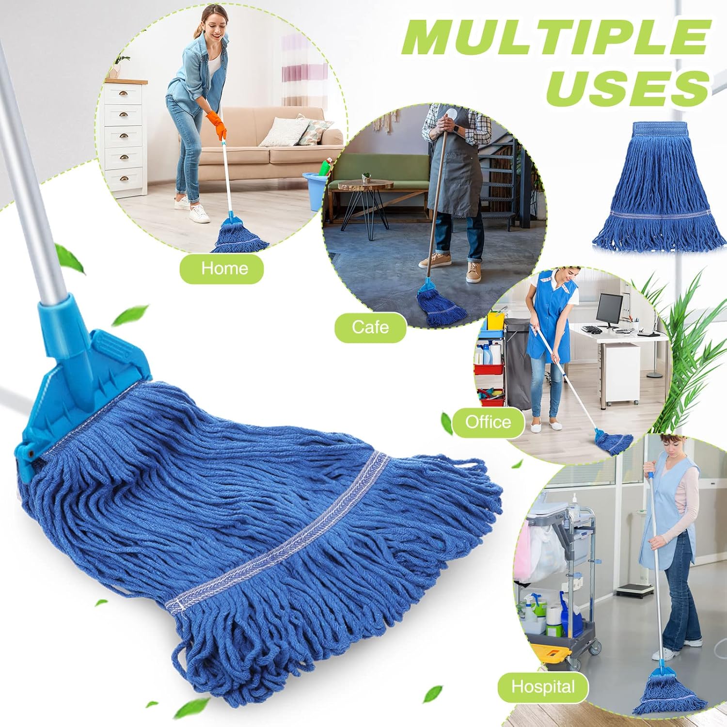 20-Pack SEEWEY Wet Mop Head Refills for Commercial and Home Use