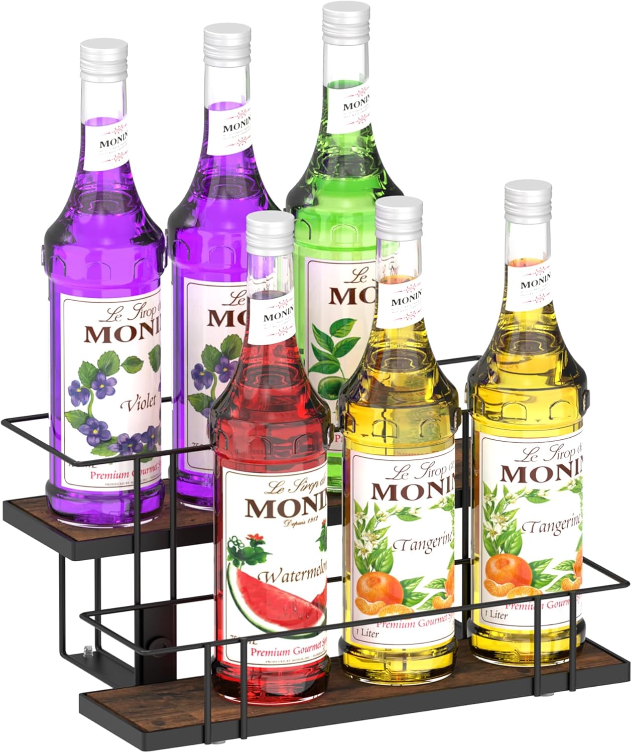 Alyoen 8-Bottle Coffee Syrup Rack Organizer