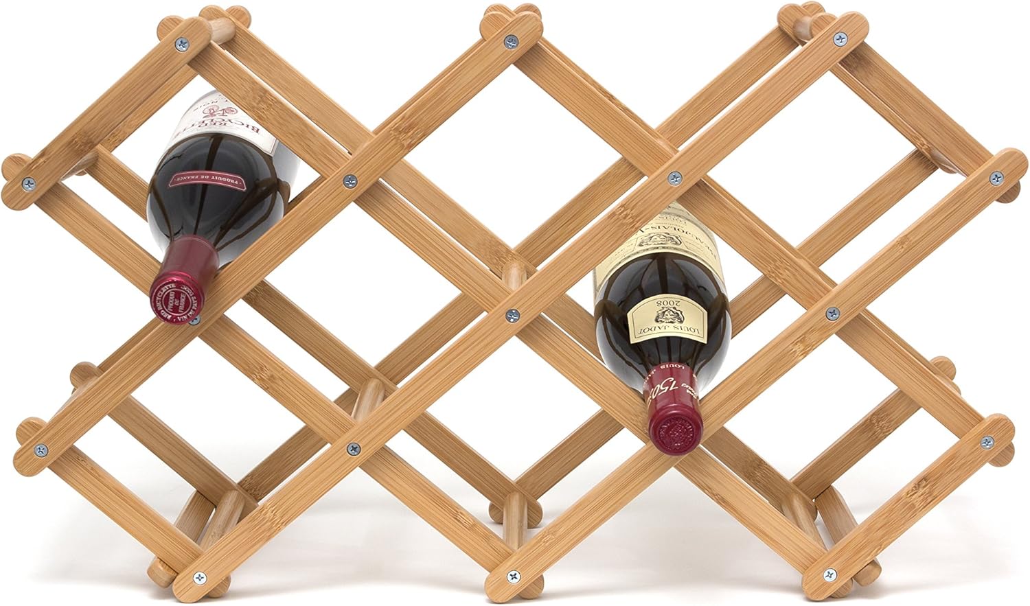 Lipper International Folding Wine Rack 10 Bottle Capacity Brown