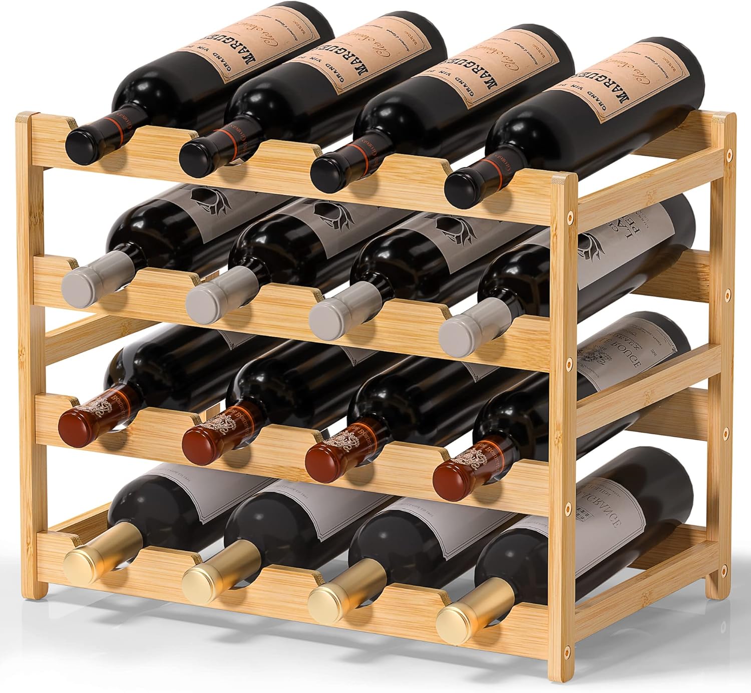 Ruichang 4-Tier Bamboo Wine Rack 16 Bottle Capacity