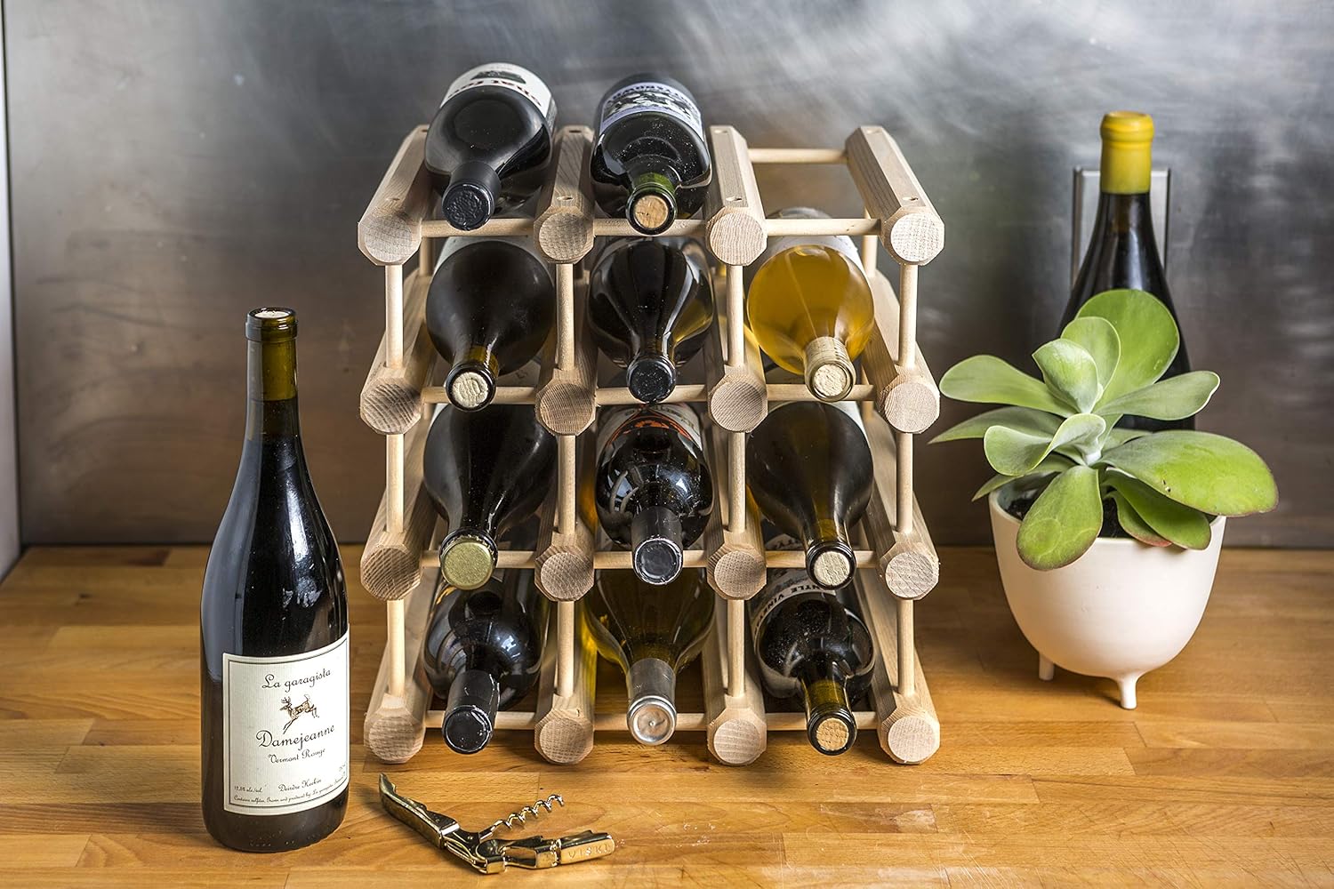 JK Adams 40 Bottle Ash Wood Wine Rack with Natural Pins 1