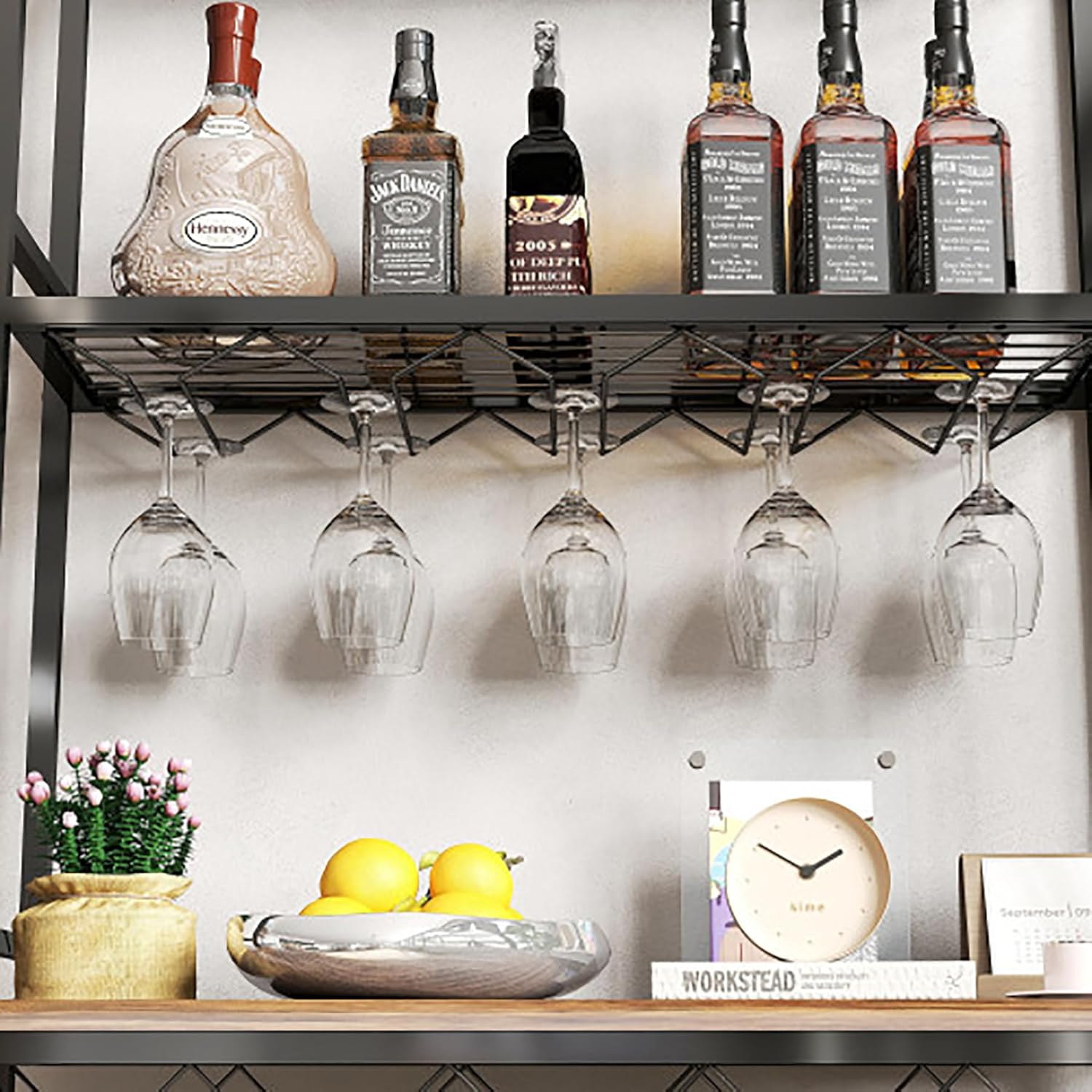 Oerdan Industrial 3-Tier Wine Rack with Storage