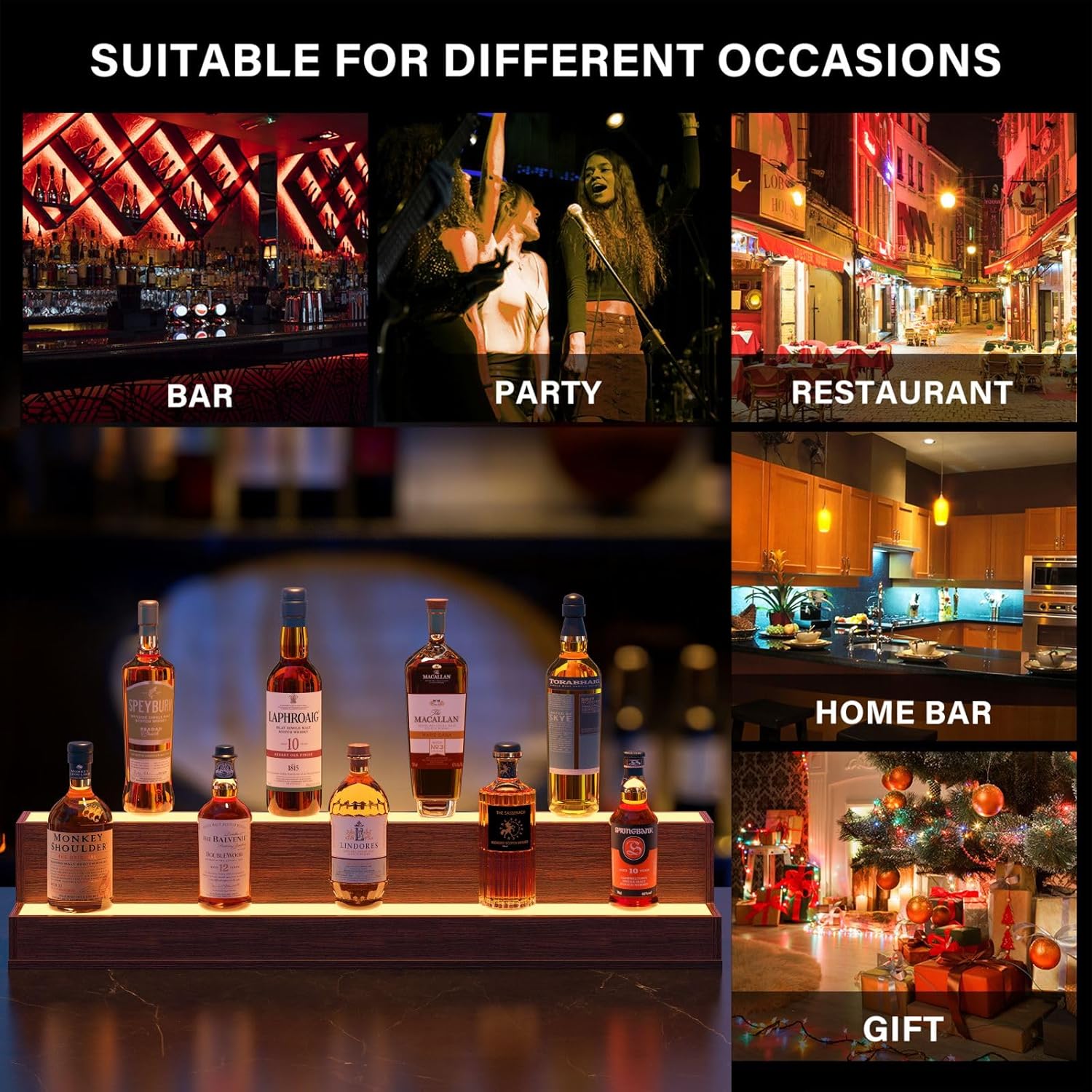 Cubehom 38 Inch LED Bar Display Shelf with Remote Control and App