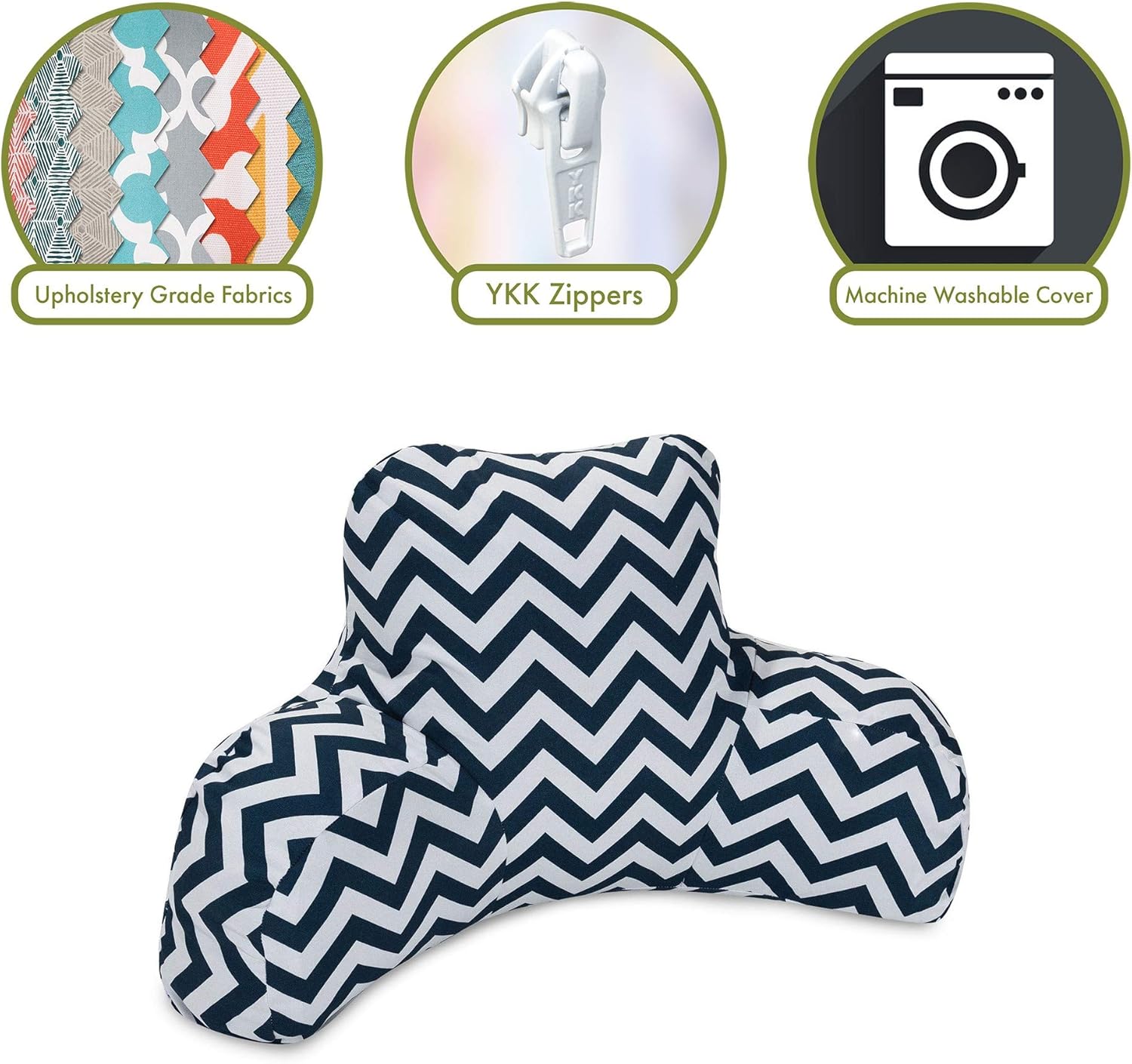 Majestic Home Goods Chevron Reading Pillow Navy 1