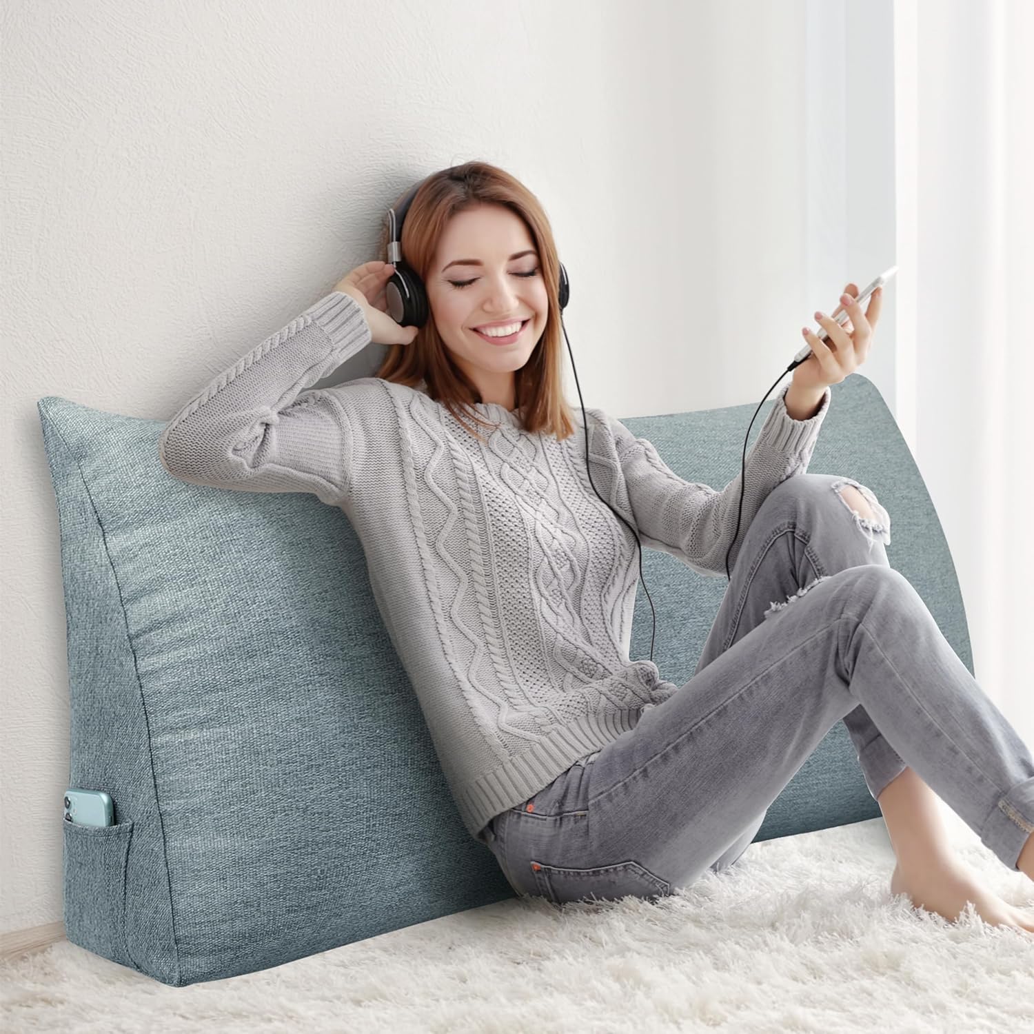 BNCKTRD Headboard Pillow Queen XXL for Back Support