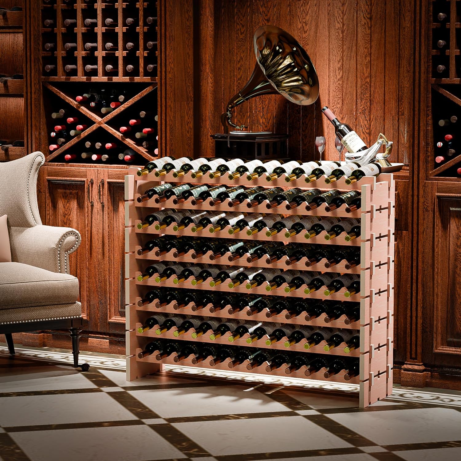LEMY 8-Tier Freestanding Wine Rack 96 Bottles