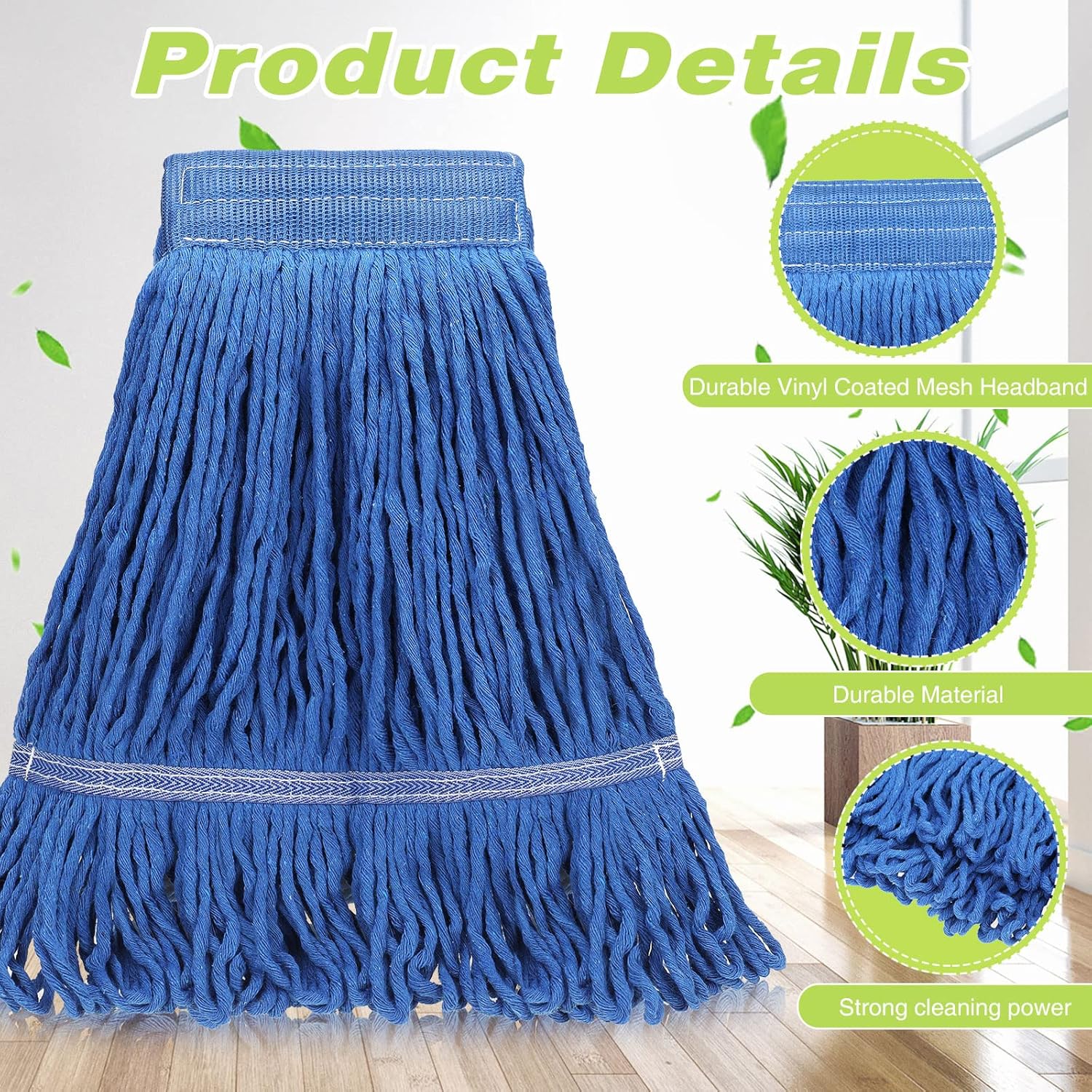 20-Pack SEEWEY Wet Mop Head Refills for Commercial and Home Use
