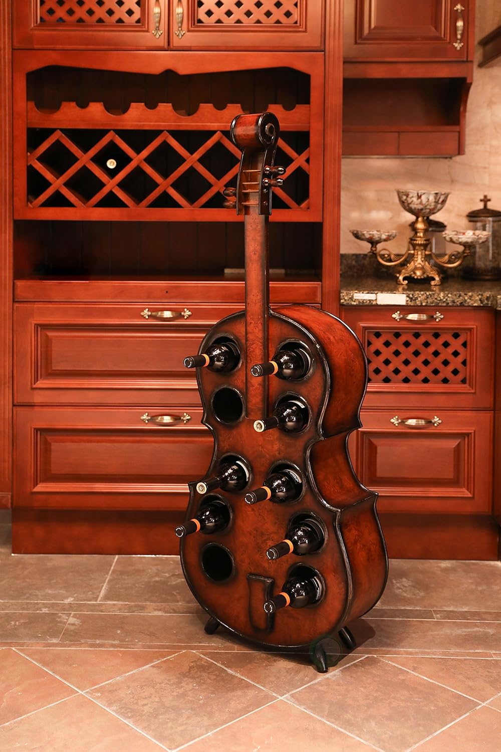 Vintiquewise 10 Bottle Cello Shaped Wine Rack 53 Inch Floor Violin