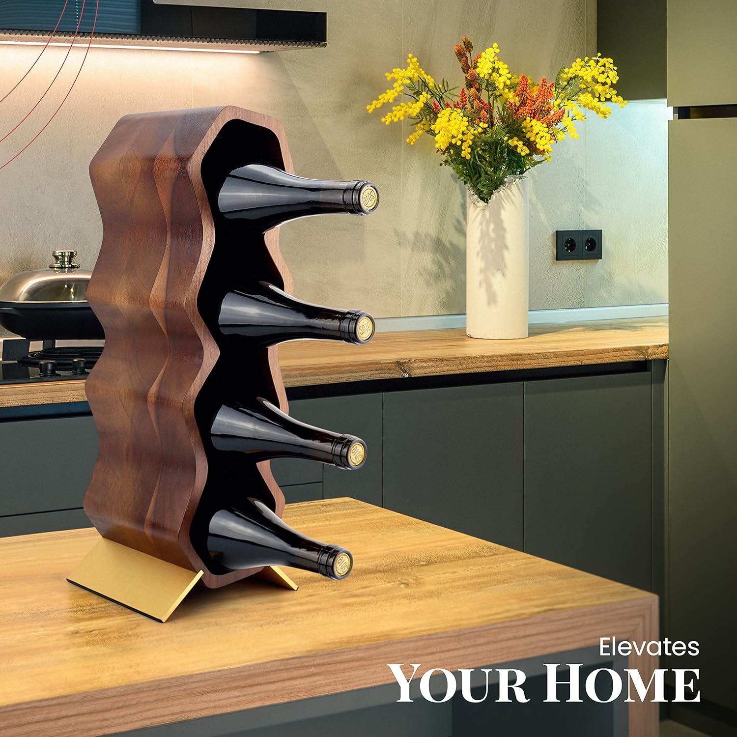 Gusto Nostro Acacia Wood Wine Rack 7 Bottle 2 Tier