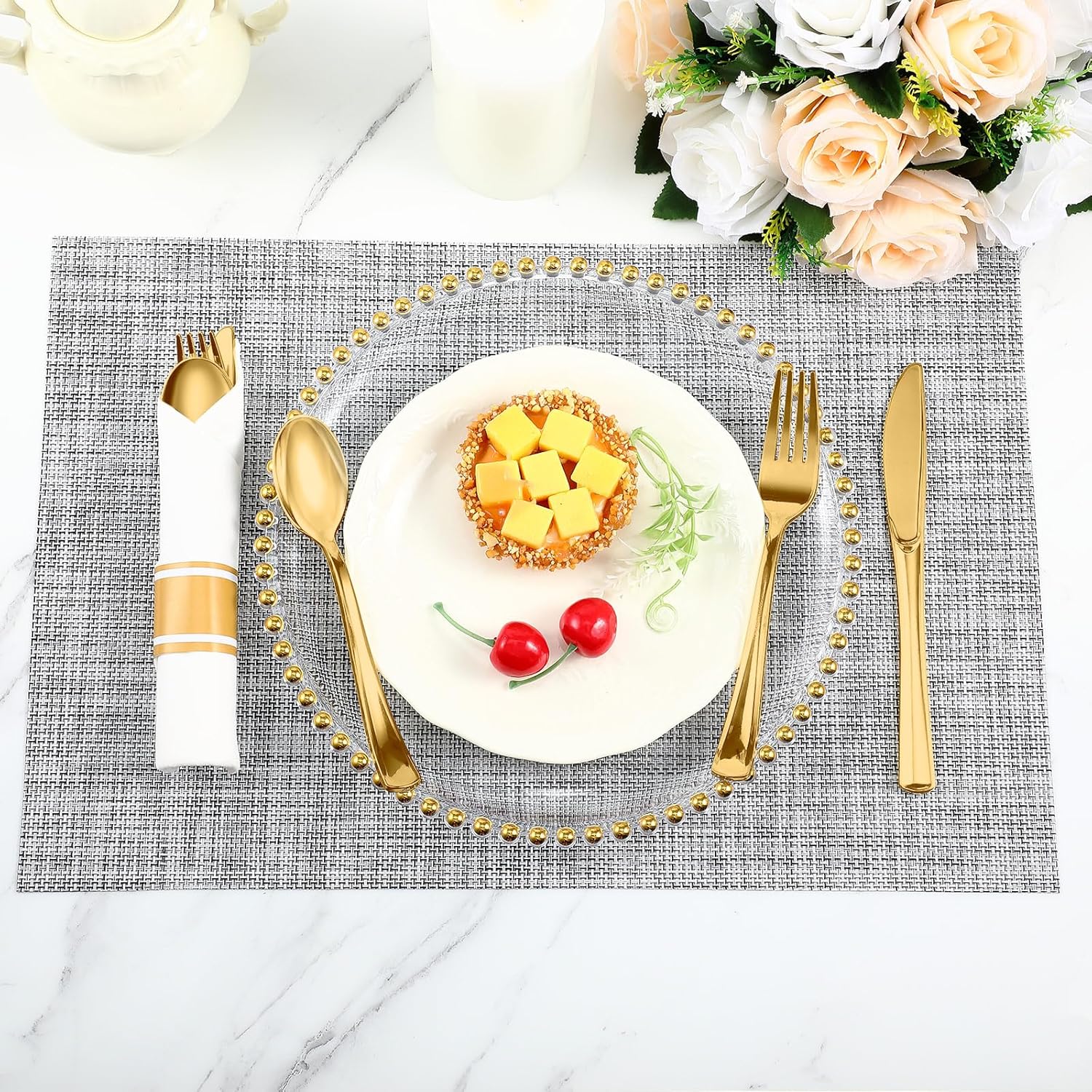 Mifoci 200 Pack Gold Plastic Cutlery Set