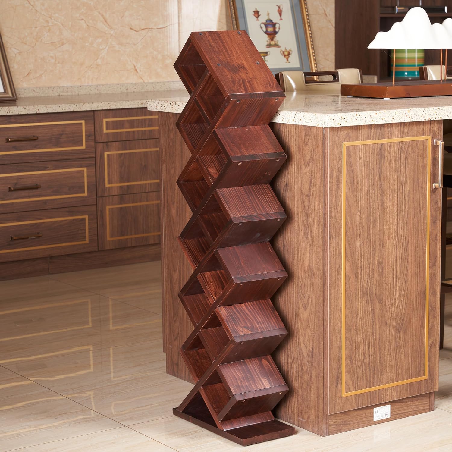 Rpuzonier Freestanding Wine Rack 12 Bottles Walnut Design