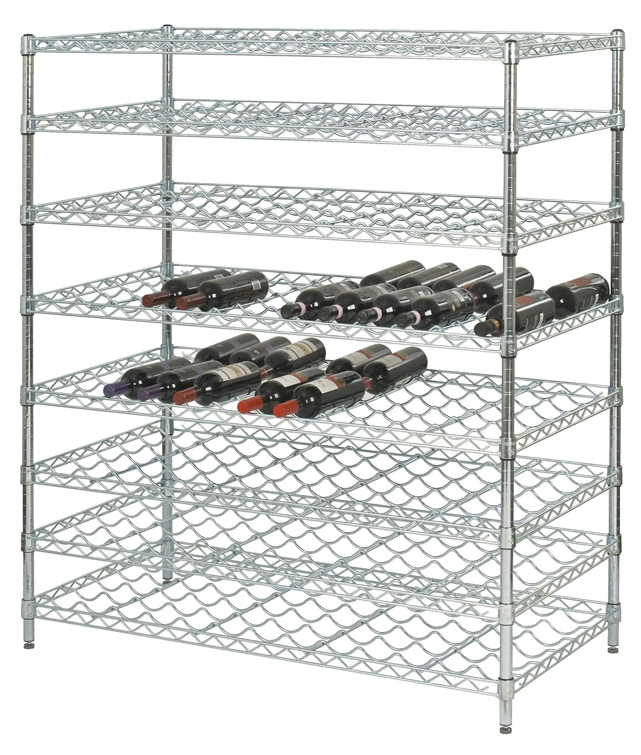 Omega 6 Tier Chrome Wine Rack with 144 Bottle Capacity