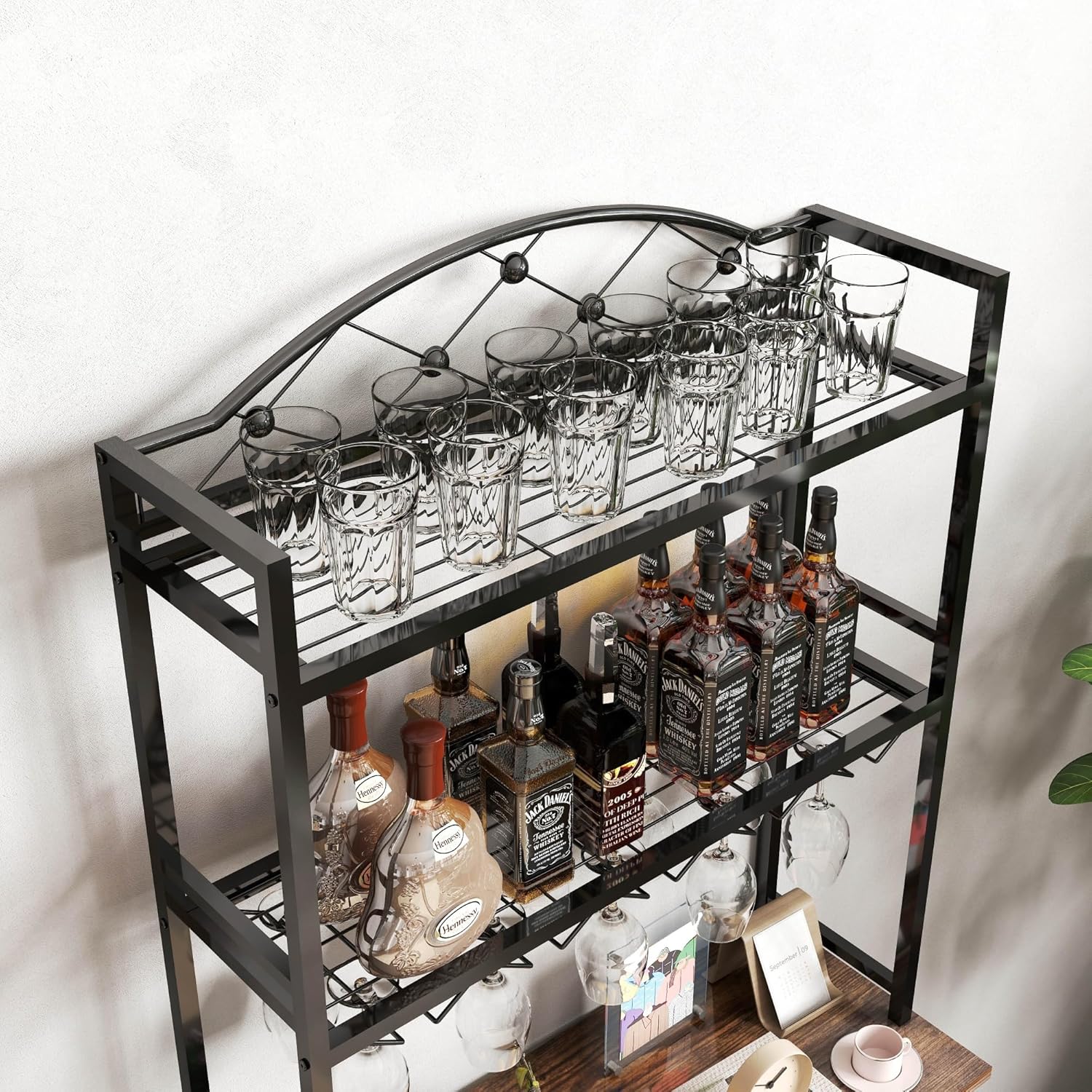 ETAZMDITE 3-Tier Industrial Wine Rack Bar Table