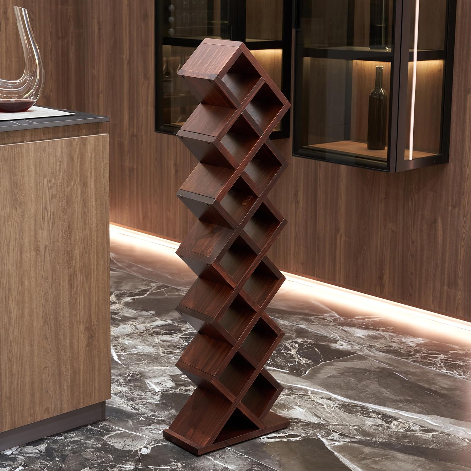 Rpuzonier Freestanding Wine Rack 12 Bottles Walnut Design