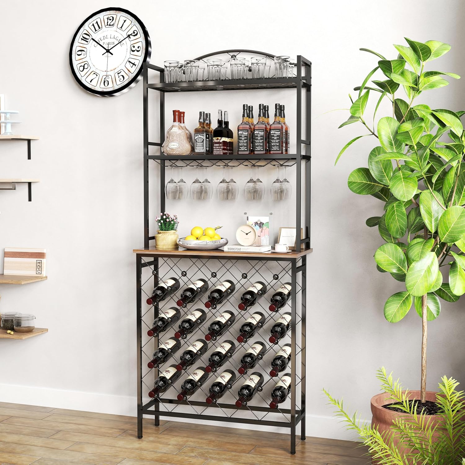 YAFF 3-Tier Wine Rack Bar Table with Storage 1