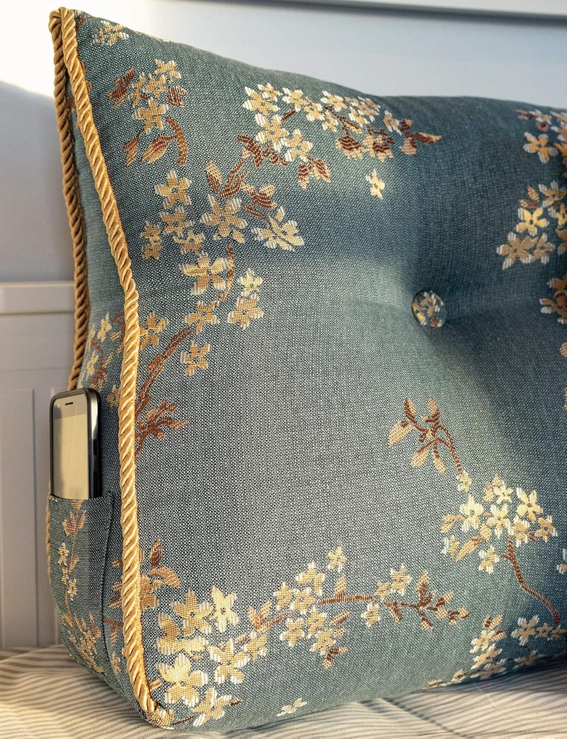 WOWMAX Wedge Pillow Headboard Lake Blue