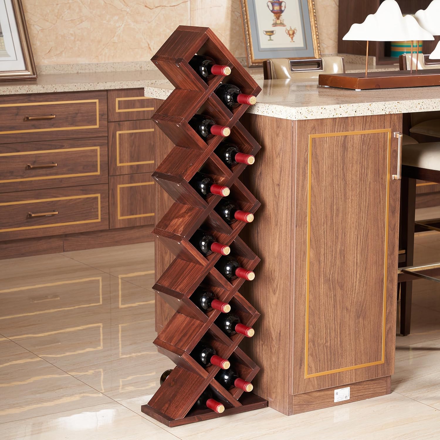 Rpuzonier Freestanding Wine Rack 12 Bottles Walnut Design