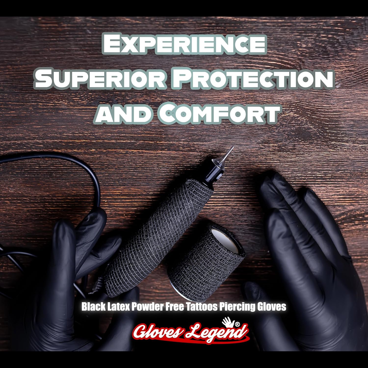 Gloves Legend Black Latex Powder Free Disposable Gloves - Large Size 100Box