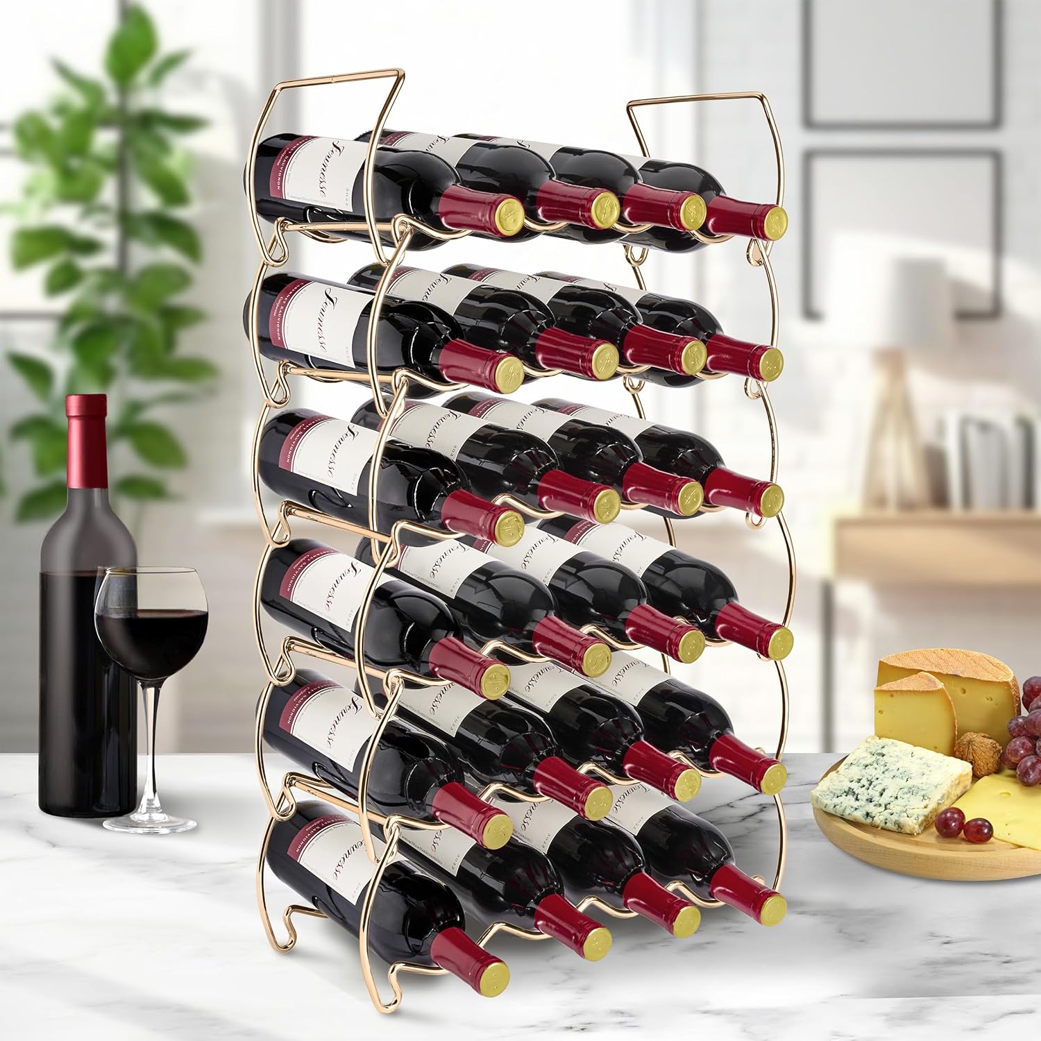 Sorbus 6-Tier Copper Wine Rack - 24 Bottle Storage