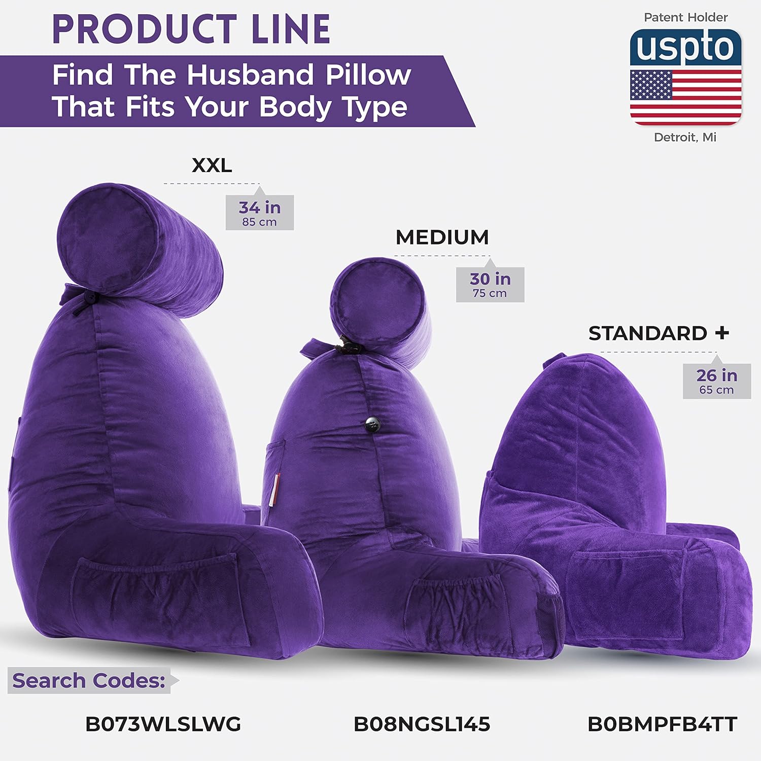 Husband Pillow Purple - Memory Foam Back Support Pillow