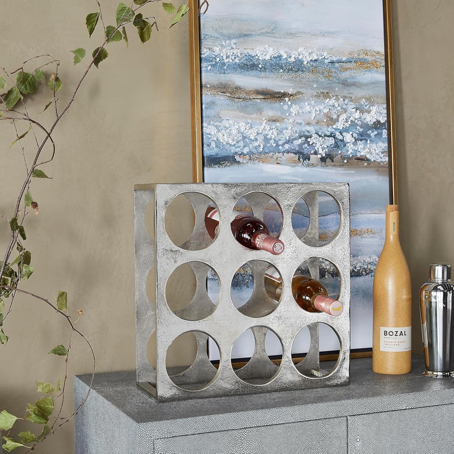 Deco 79 Novogratz 9 Bottle Wine Rack Silver 1